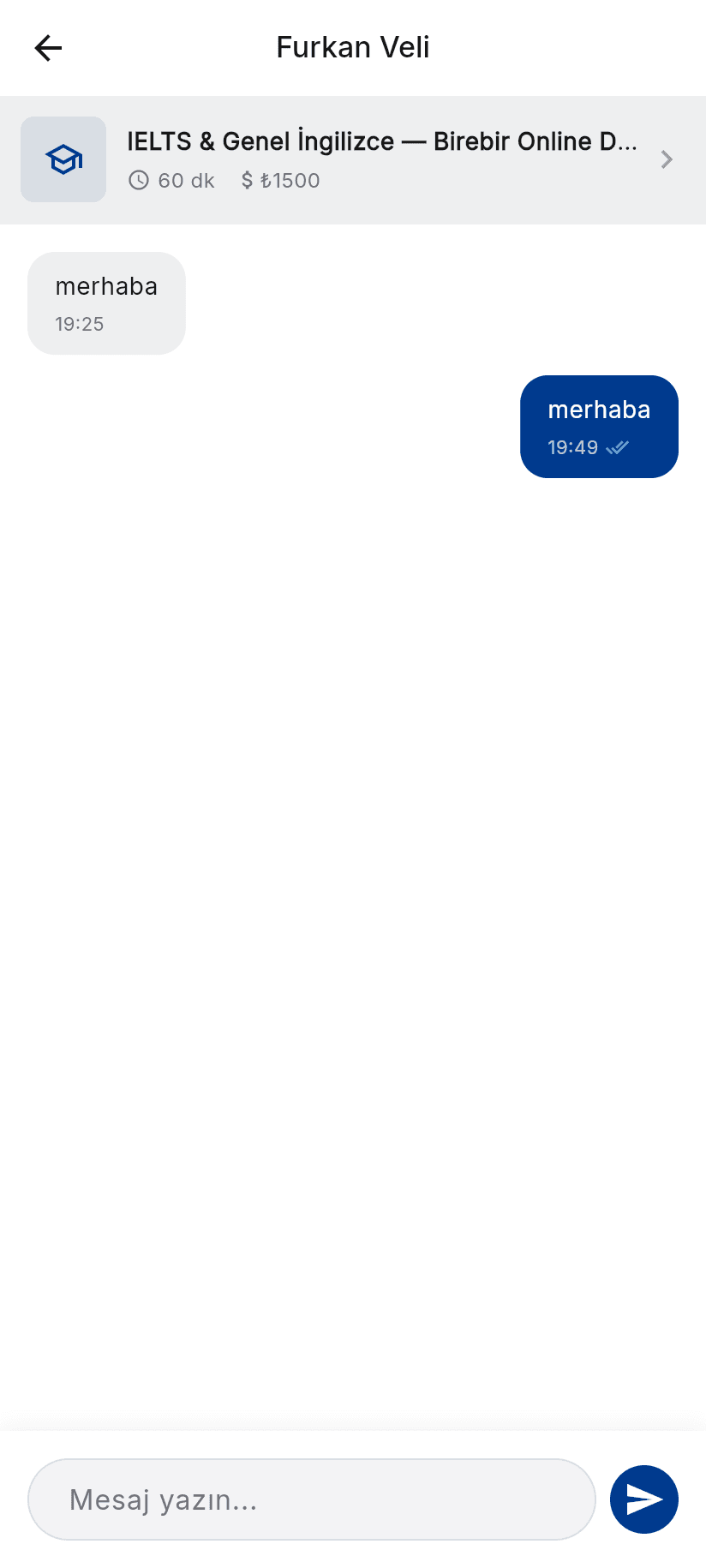 Message chat screen